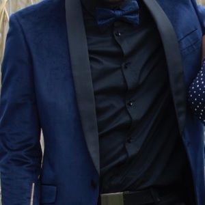 Navy Blue Velvet Tuxedo Jacket
